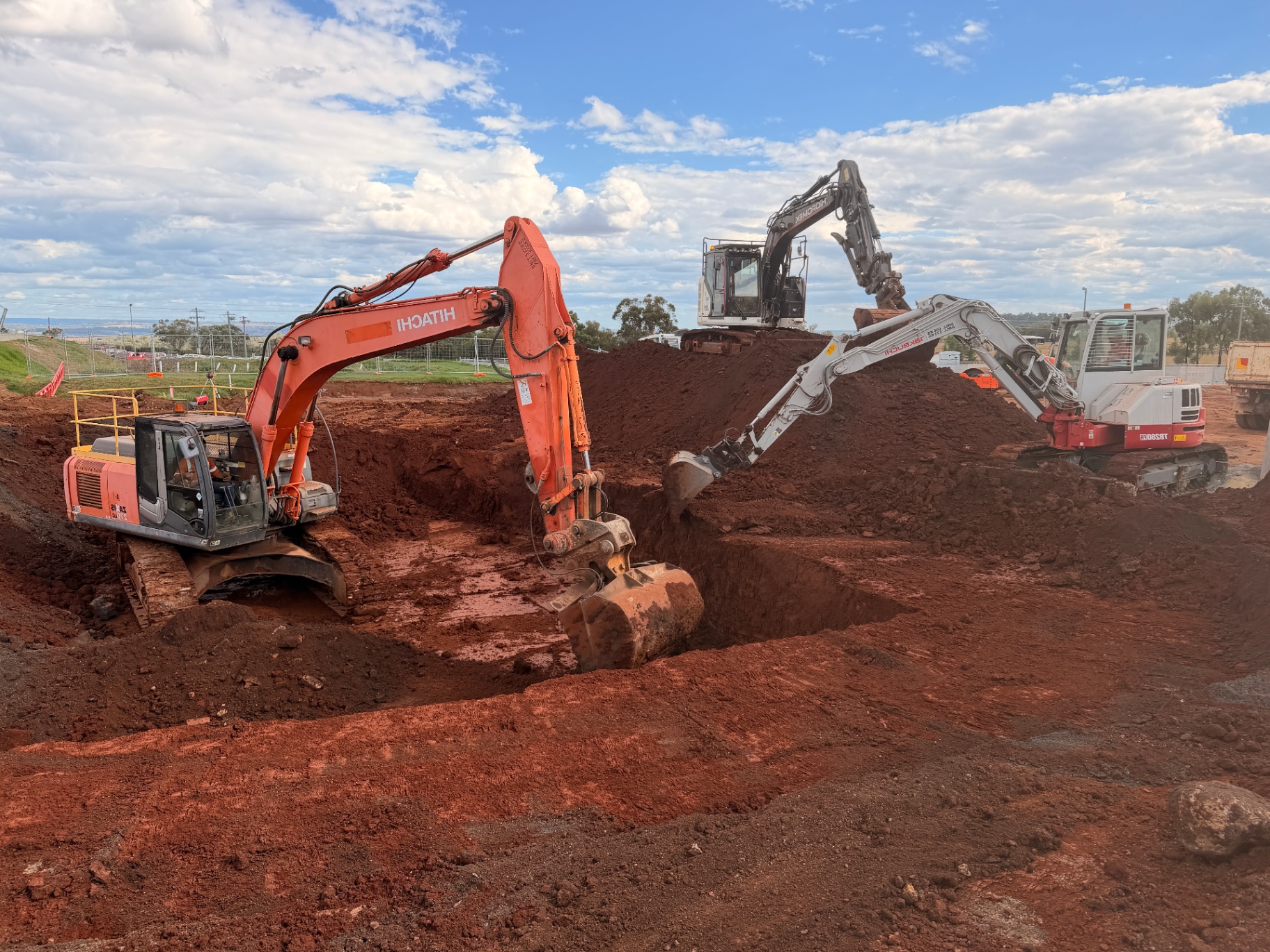 TipFast Group excavators working a civil earthworks site